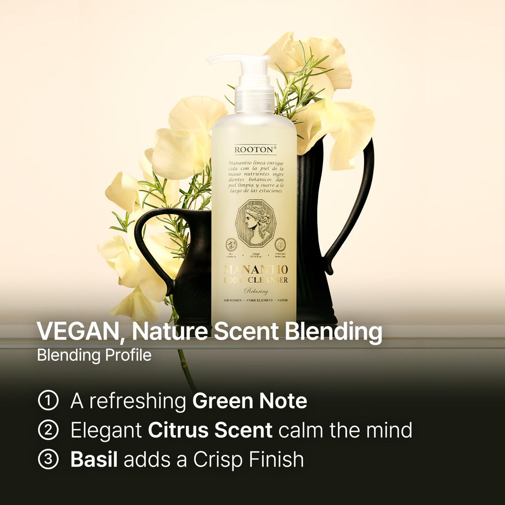ROOTON Manantio vegan-formula graphic underscores plant-based cleanse benefits