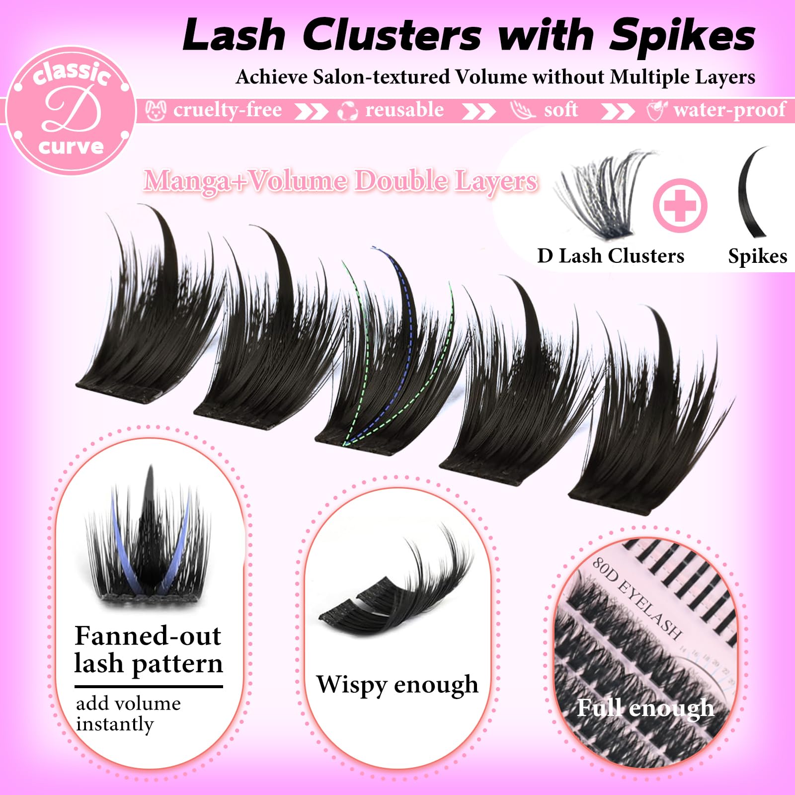 Rootoo Lash Clusters Kit soft fiber texture for natural-looking lashes.