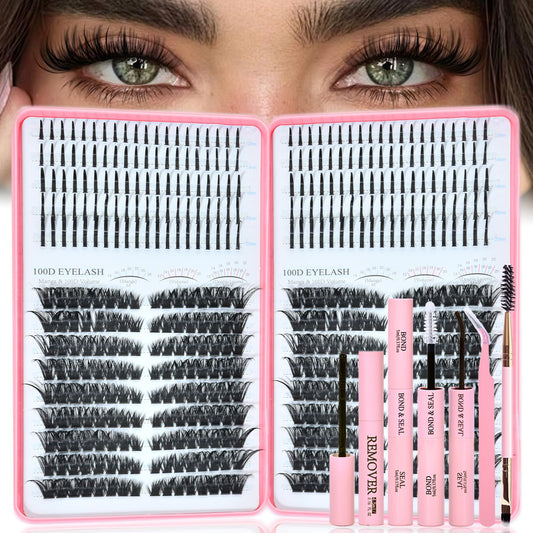Rootoo lash clusters kit with spikes for dramatic left-right volume.