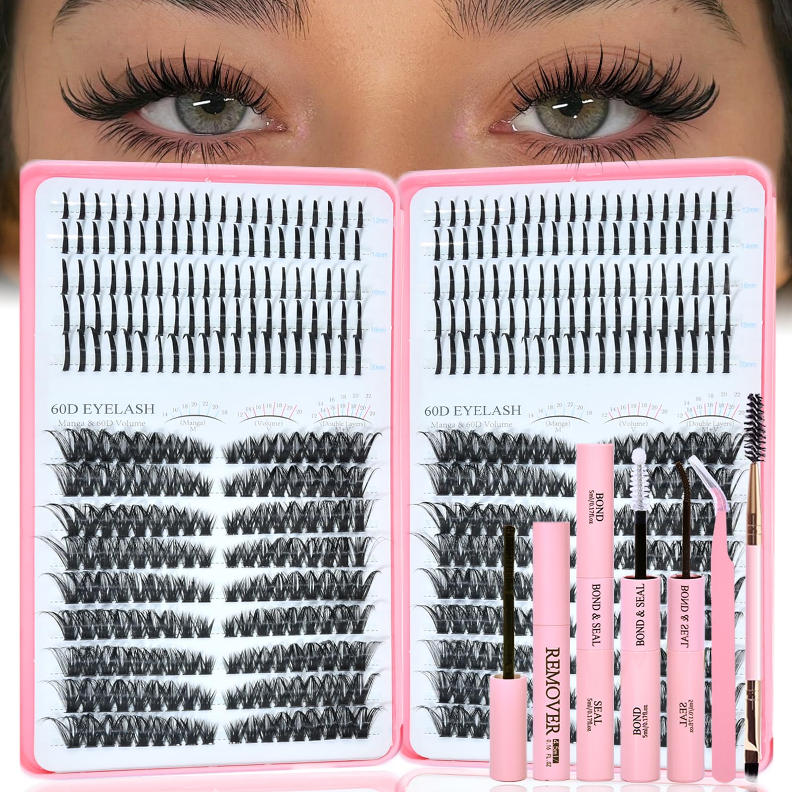Rootoo lash clusters spikes for 60D-60D left and right, natural full look.