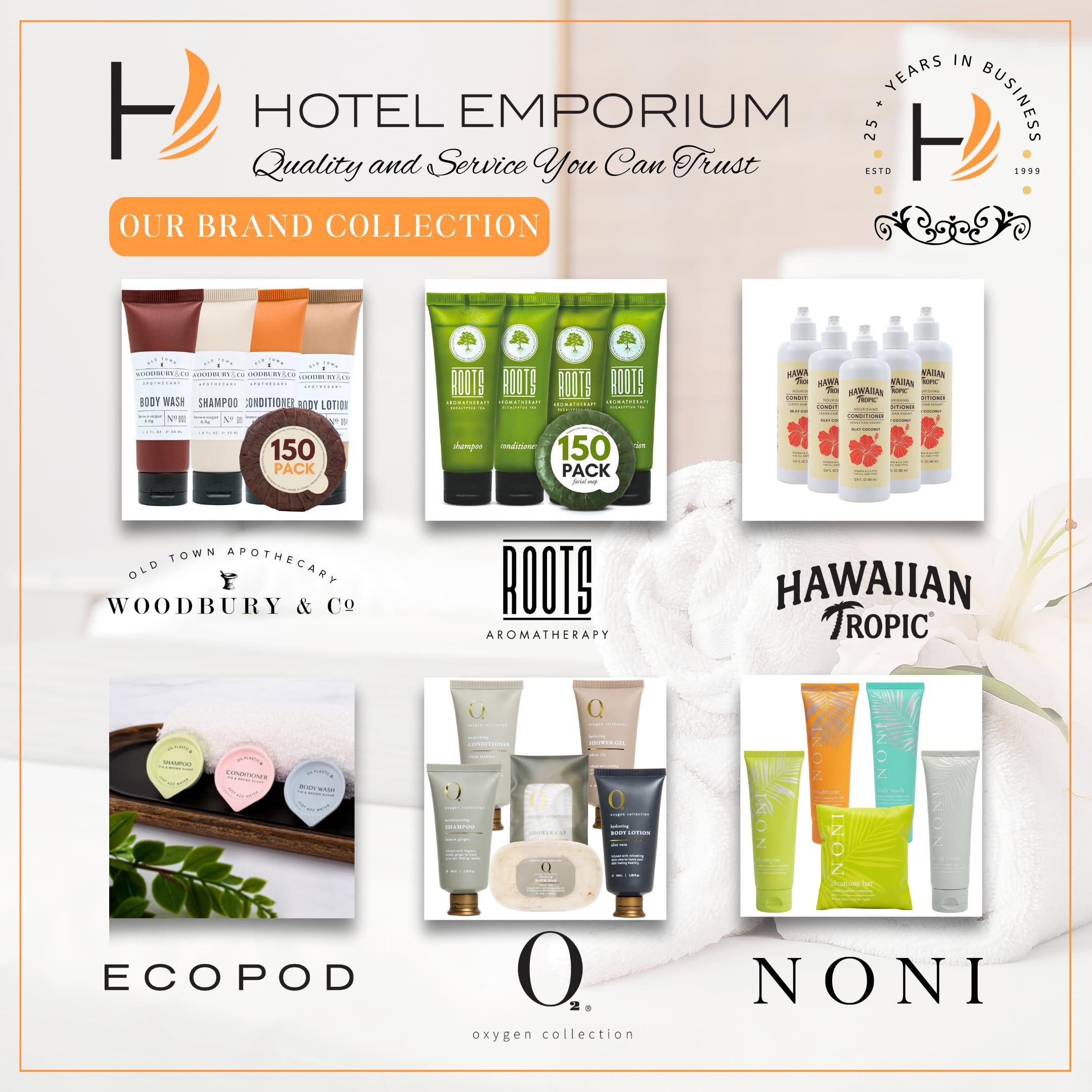 Roots Aromatherapy bulk packaging box for hotel toiletries sets