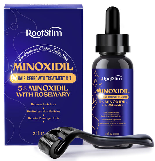 RootStim 5% Minoxidil women bottle targets thinning areas for potential regrowth.