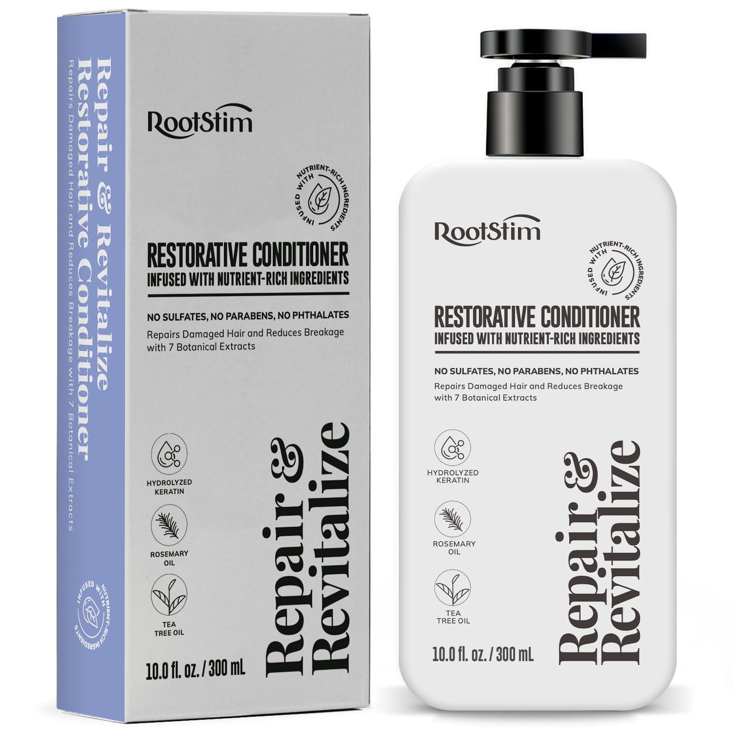 RootStim Rosemary Conditioner bottle showing premium formula for fuller-looking hair