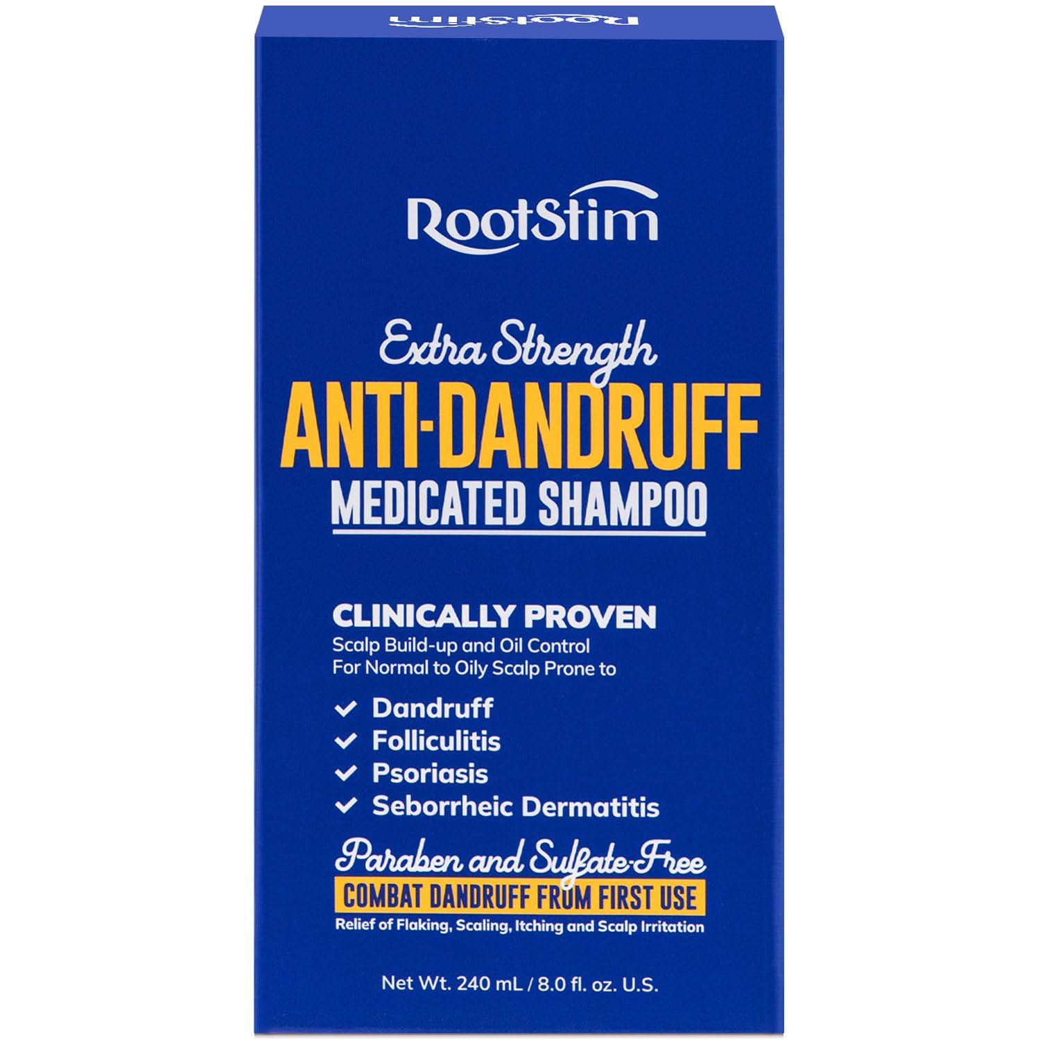 RootStim Seborrheic Dermatitis Shampoo front label with medicated formula