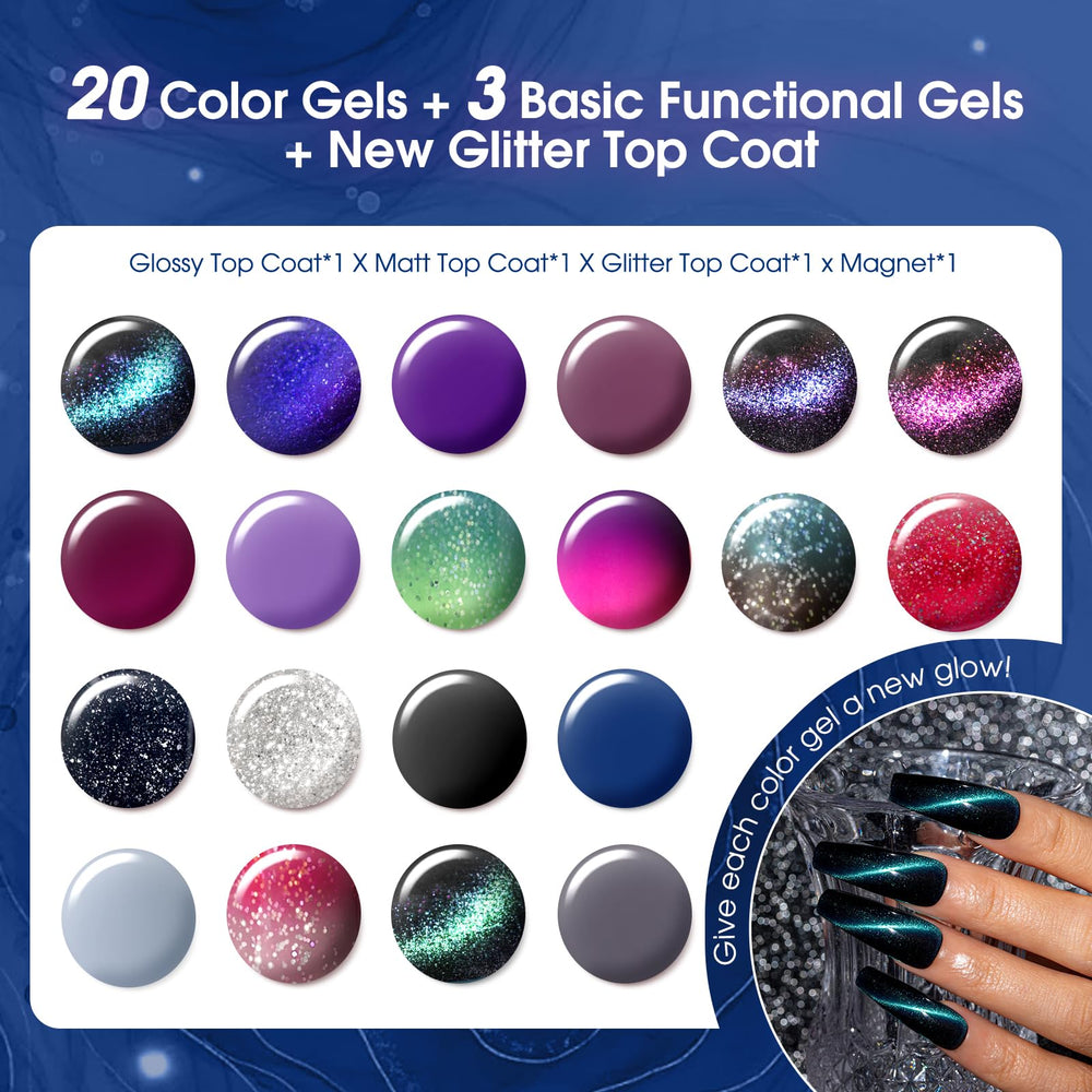 ROSALIND 20-color gel collection laid out for versatile styles.