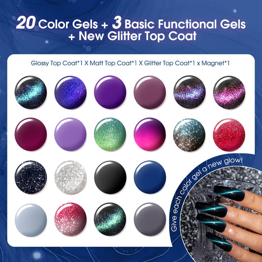 ROSALIND 20-color gel collection laid out for versatile styles.