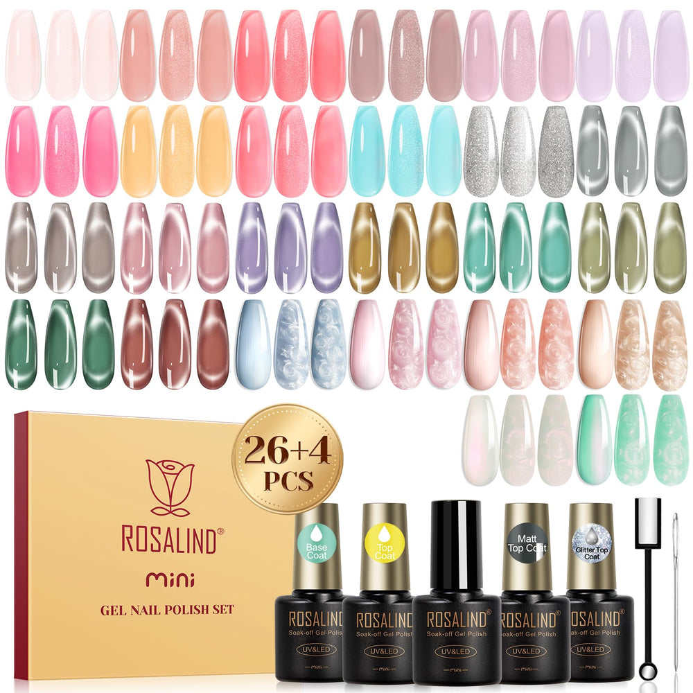 ROSALIND 30-piece jelly cat eye pearl gel set in vibrant at-home colors