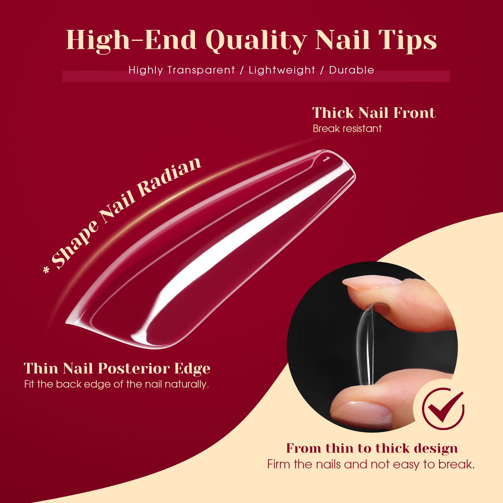 ROSALIND acrylic false nail tips for durable, natural-looking extensions.