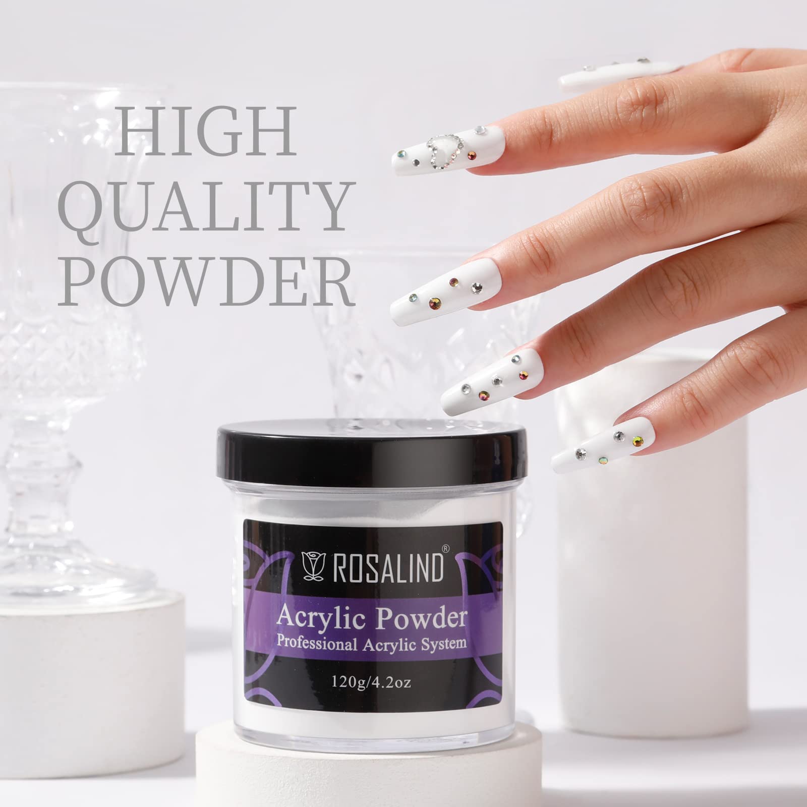 ROSALIND acrylic nail-extension-demo demonstrates beginner-friendly application.