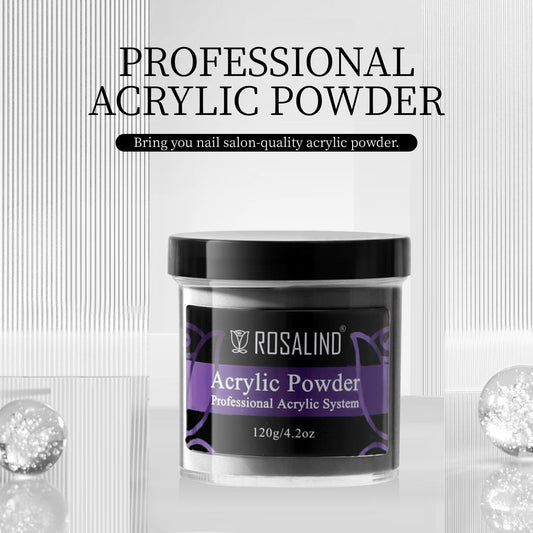 ROSALIND black acrylic powder texture close-up shows fine grind for smooth use