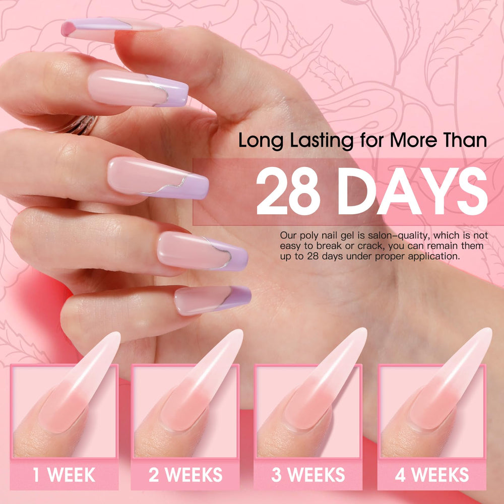 ROSALIND gel application on nail form in progress, builds strong extensions
