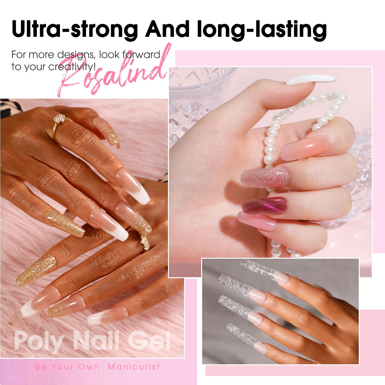 ROSALIND base coat and top coat for lasting shine.