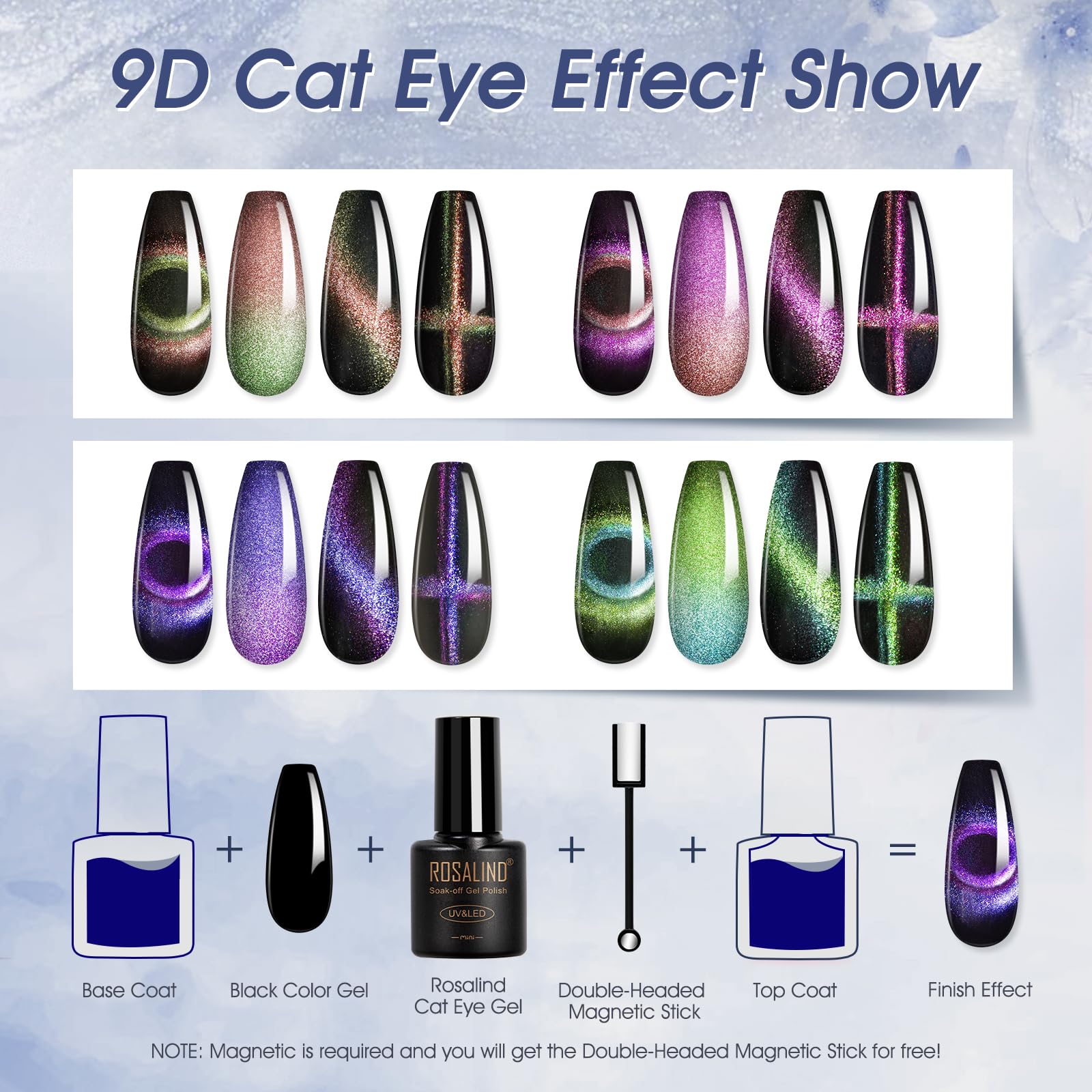 ROSALIND magnet tool highlighting cat eye effect control for personalized depth