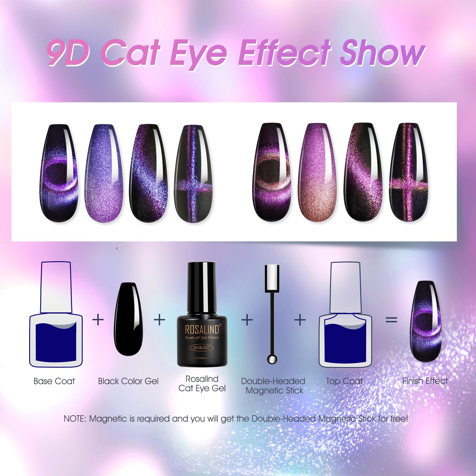 ROSALIND magnet in pack highlights magnetic cat eye effect for home use