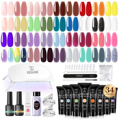 ROSALIND colorful poly nail gel kit with 34 colors for versatile nail art