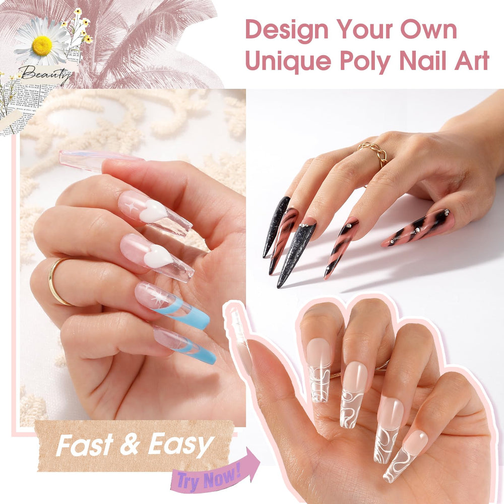 ROSALIND dry flower nail art with clear gel base
