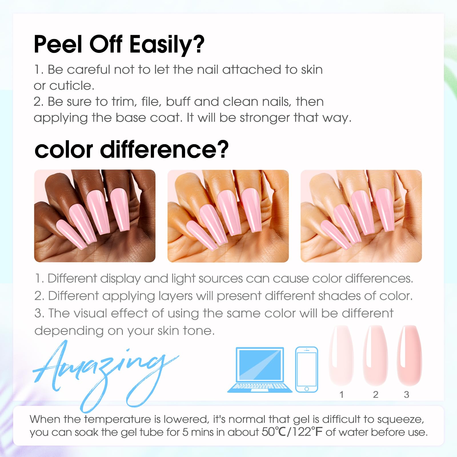 ROSALIND finished nails look in pink shade for a salon-like result.