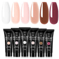 ROSALIND Poly Nail Gel Set — 6-Color Mini Builder Poly Gel Kit (White, Nude, Brown) for Durable Glossy Extensions