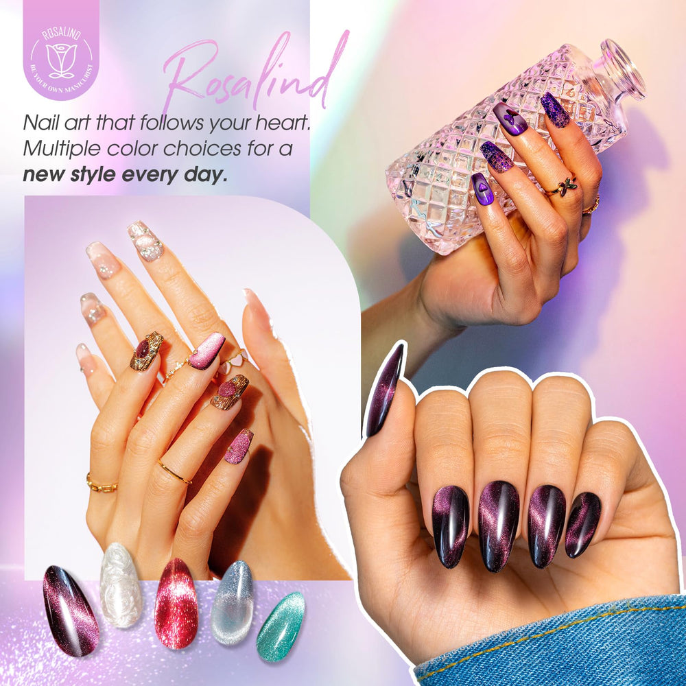 ROSALIND galaxy collection color swatches display eight holographic shades