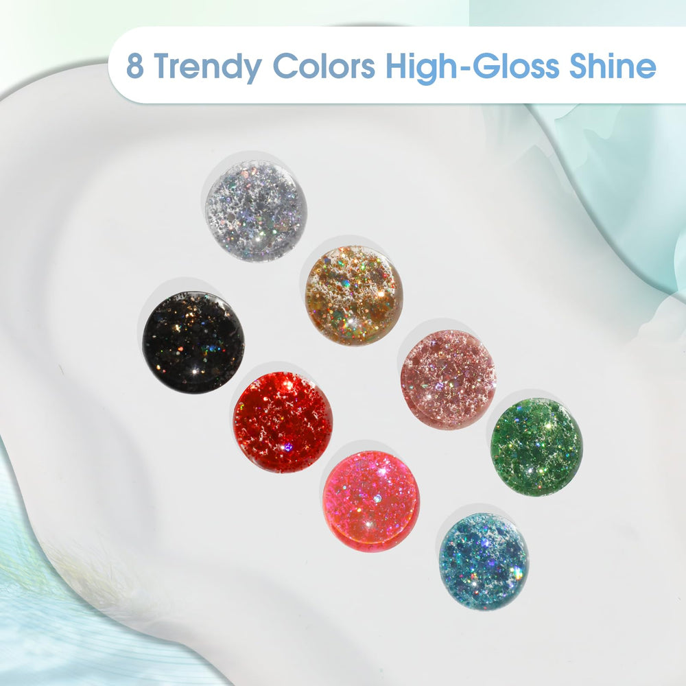 Rosalind Glitter Sequins Gel Polish color layer delivers bold glitter for striking look during curing