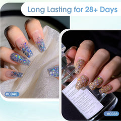 Rosalind Glitter Sequins Gel Polish top coat creates glossy finish and protection