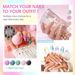 ROSALIND glitter top coat bottle adds subtle sparkle for accent nails.