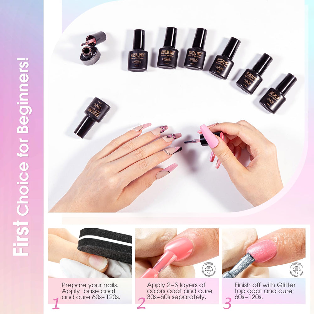 ROSALIND glitter top coat bottle adds sparkle to any color.