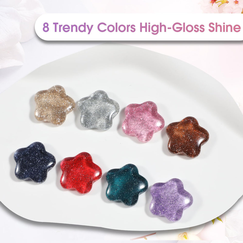 ROSALIND glossy top coat finish on nails for lasting shine.