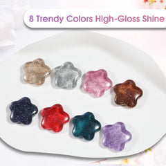 ROSALIND glossy top coat finish on nails for lasting shine.