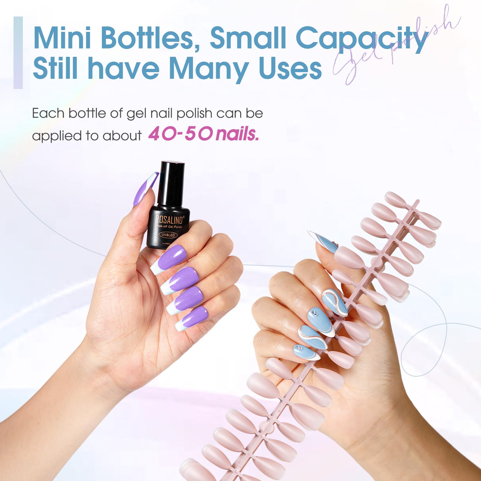 ROSALIND glossy top coat provides a shiny, durable finish on nails.