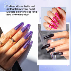 ROSALIND gold, silver, red, and green glitter finishes catch the light.