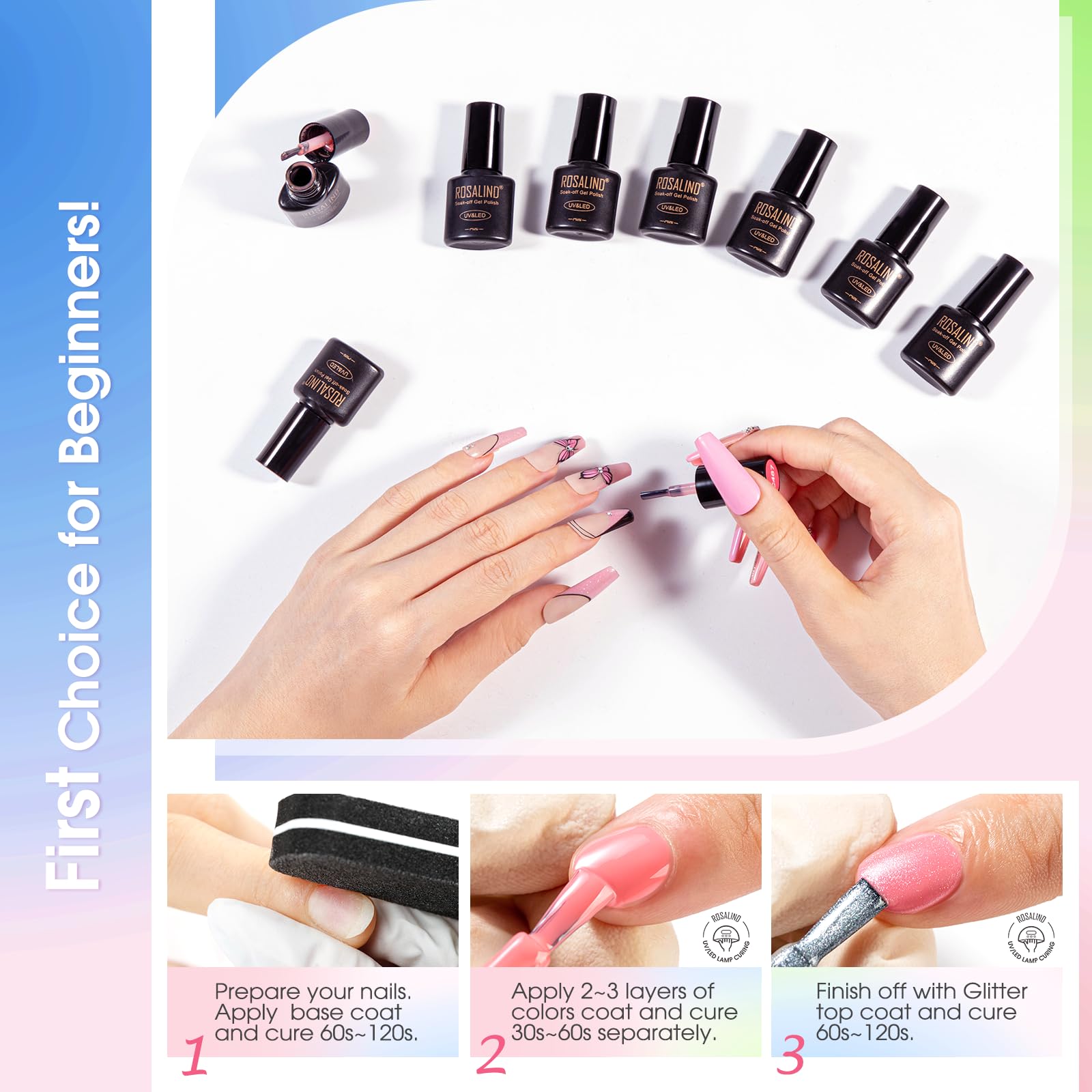 ROSALIND LED/UV lamp-friendly formula for salon-like results at home.