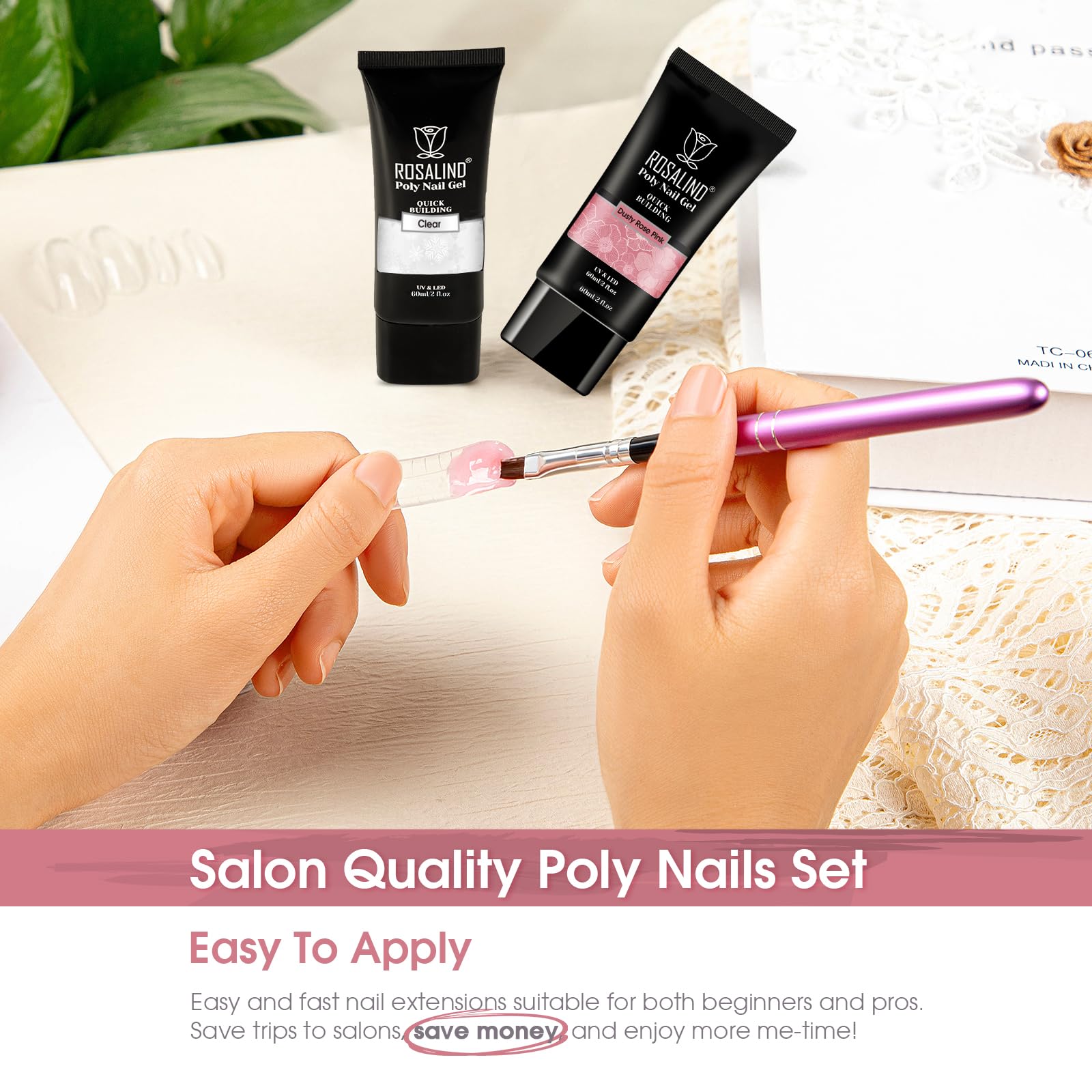 ROSALIND builder gel tube for DIY nail extensions, easy control