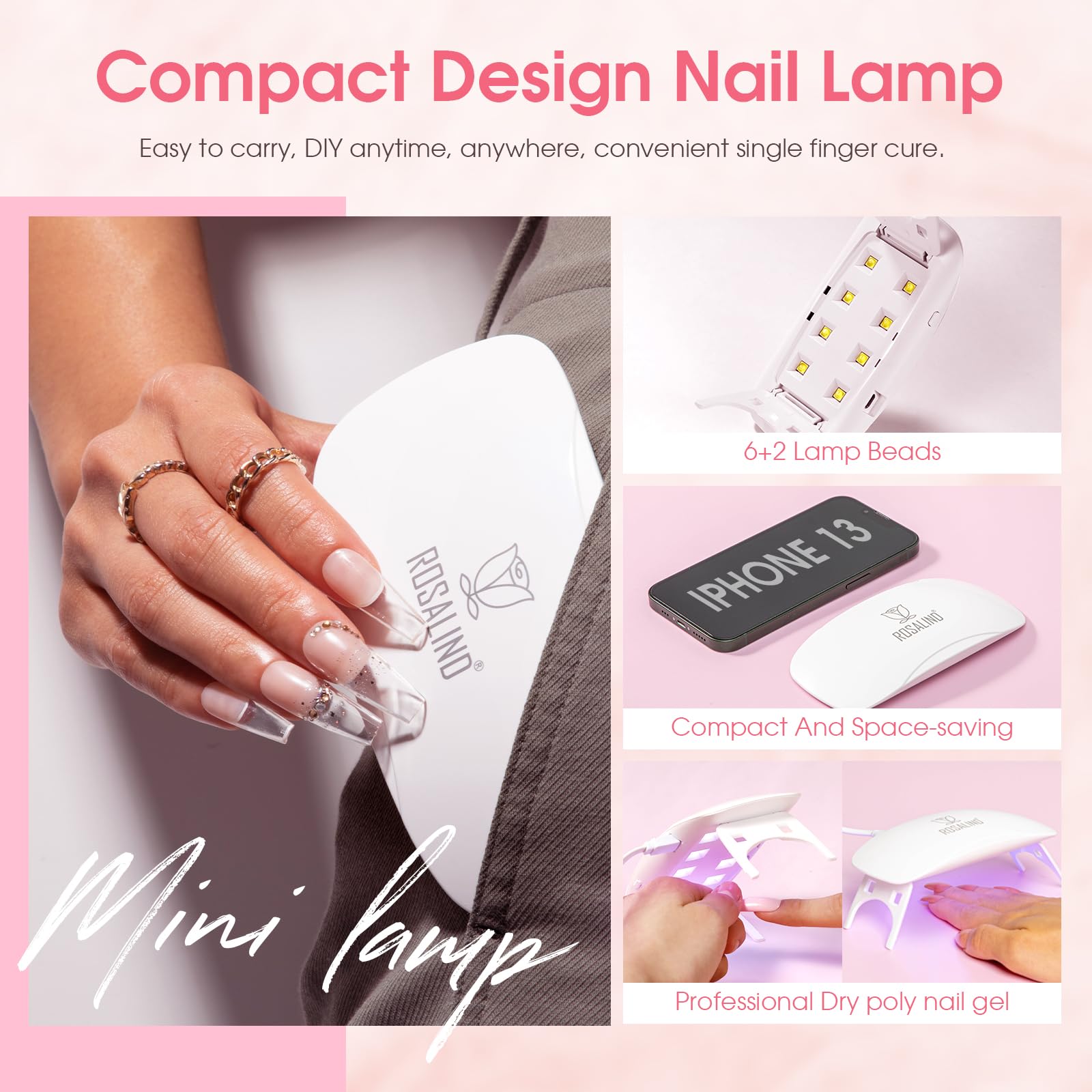 ROSALIND nail tip clips keeping extensions aligned during curing.
