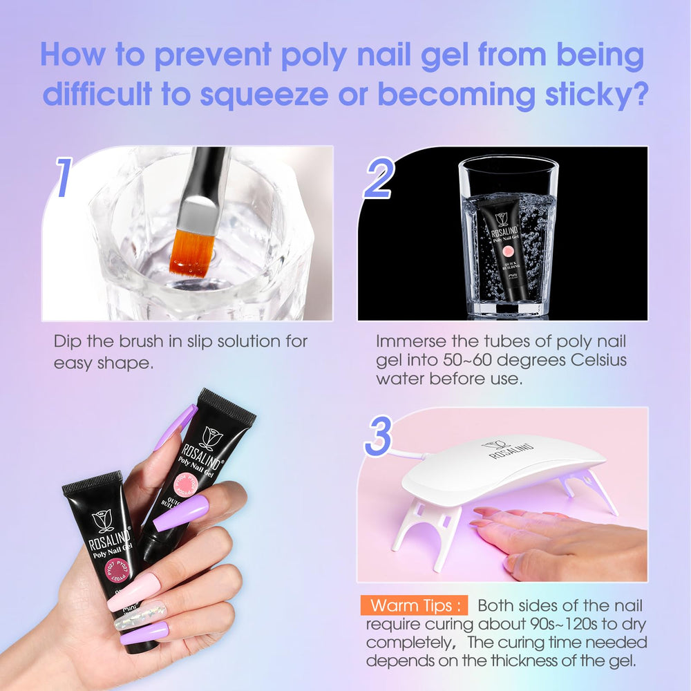 ROSALIND neon poly gel colors kit offers ready-to-use hues.