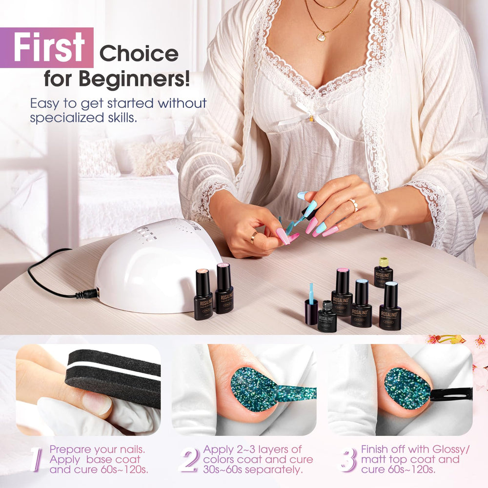 ROSALIND pigment-density and coverage closeup highlights rich color on nails.