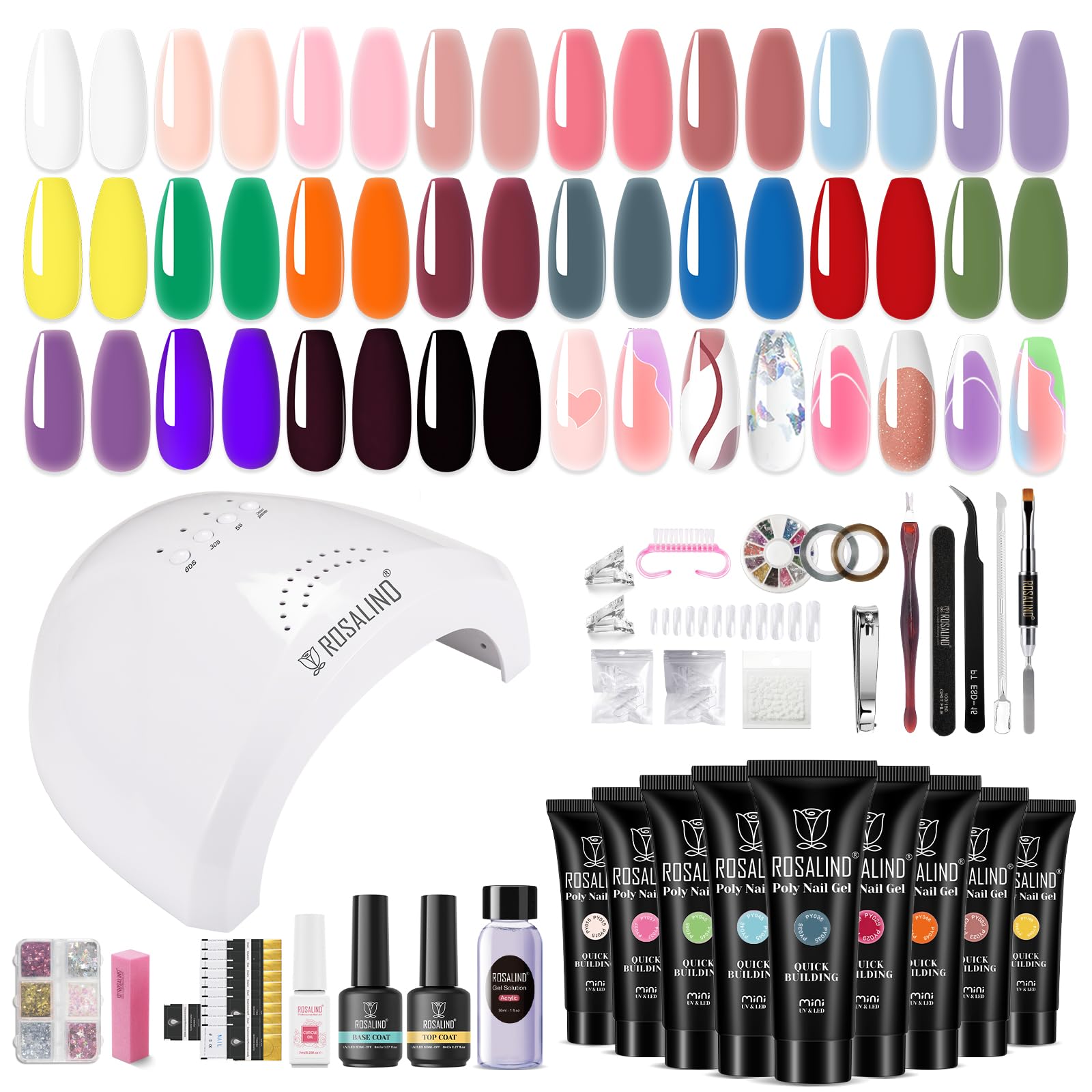 ROSALIND poly nail gel colors kit with vibrant hues for salon-like at-home manicures