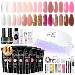 ROSALIND poly nail gel starter palette 14 colors for versatile at-home manicures.