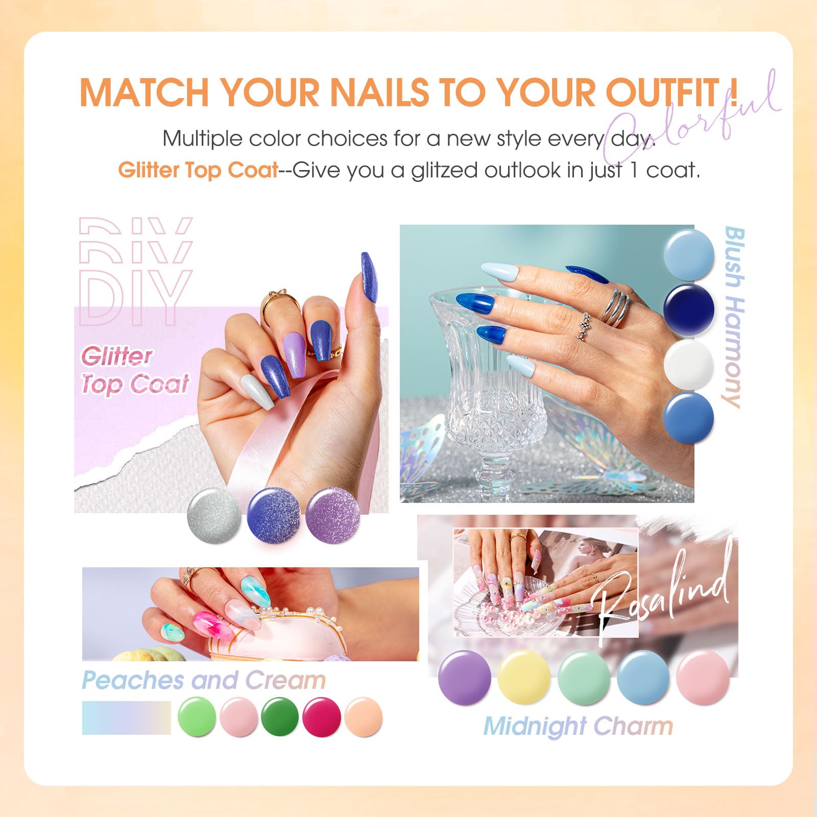 ROSALIND glossy top coat for shiny, durable results.