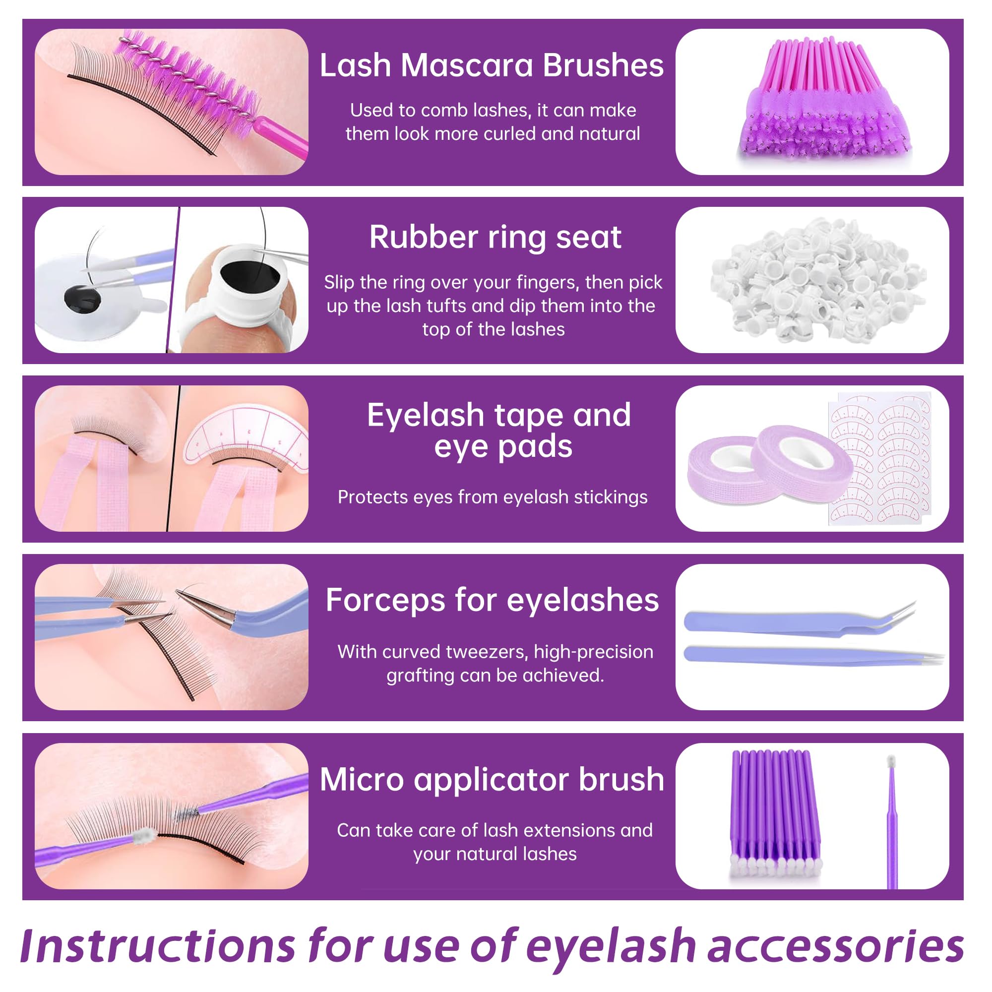 Rose Manor eyelash extensions sample used for hands-on styling practice.