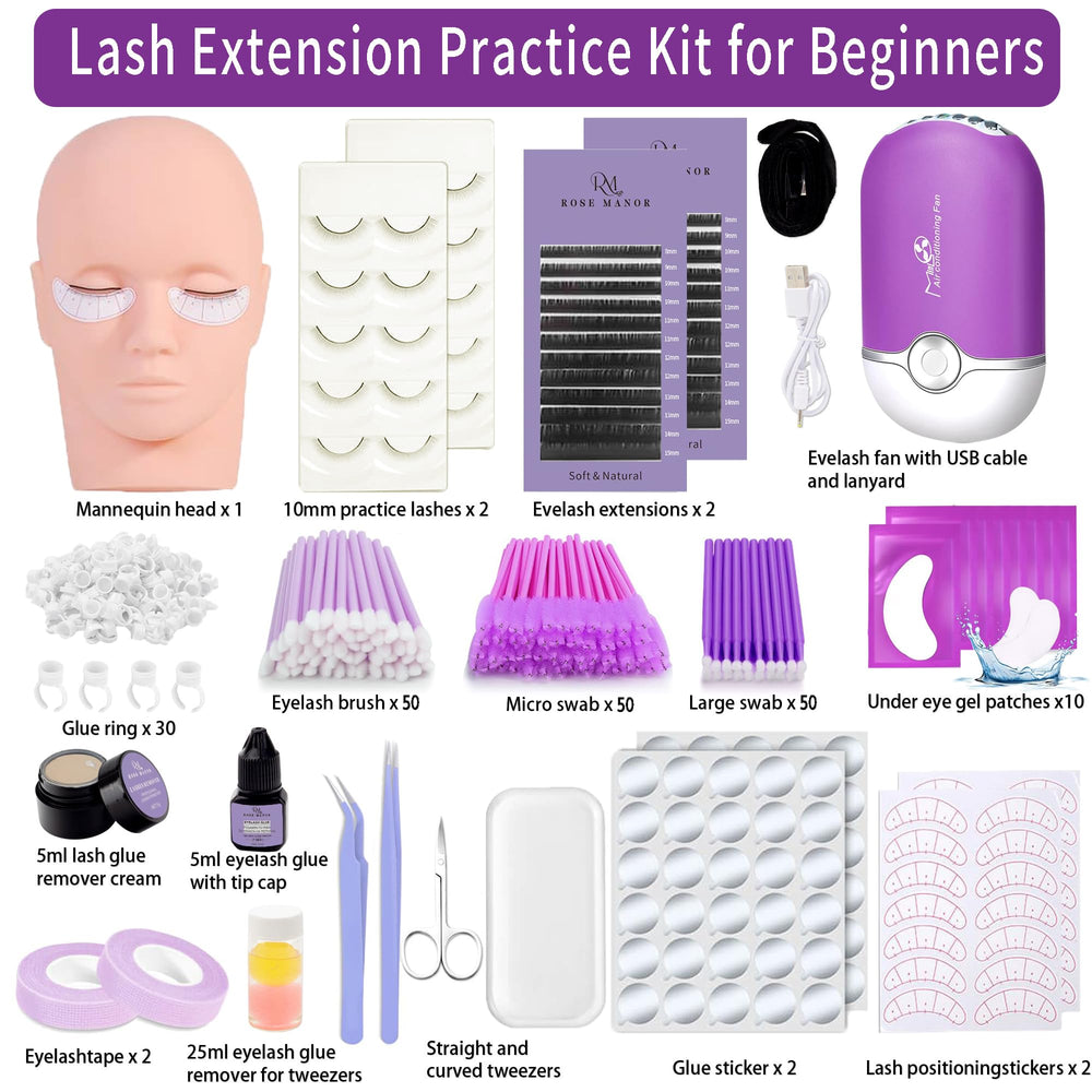 Rose Manor lash extension fan with USB for quick drying during practice.