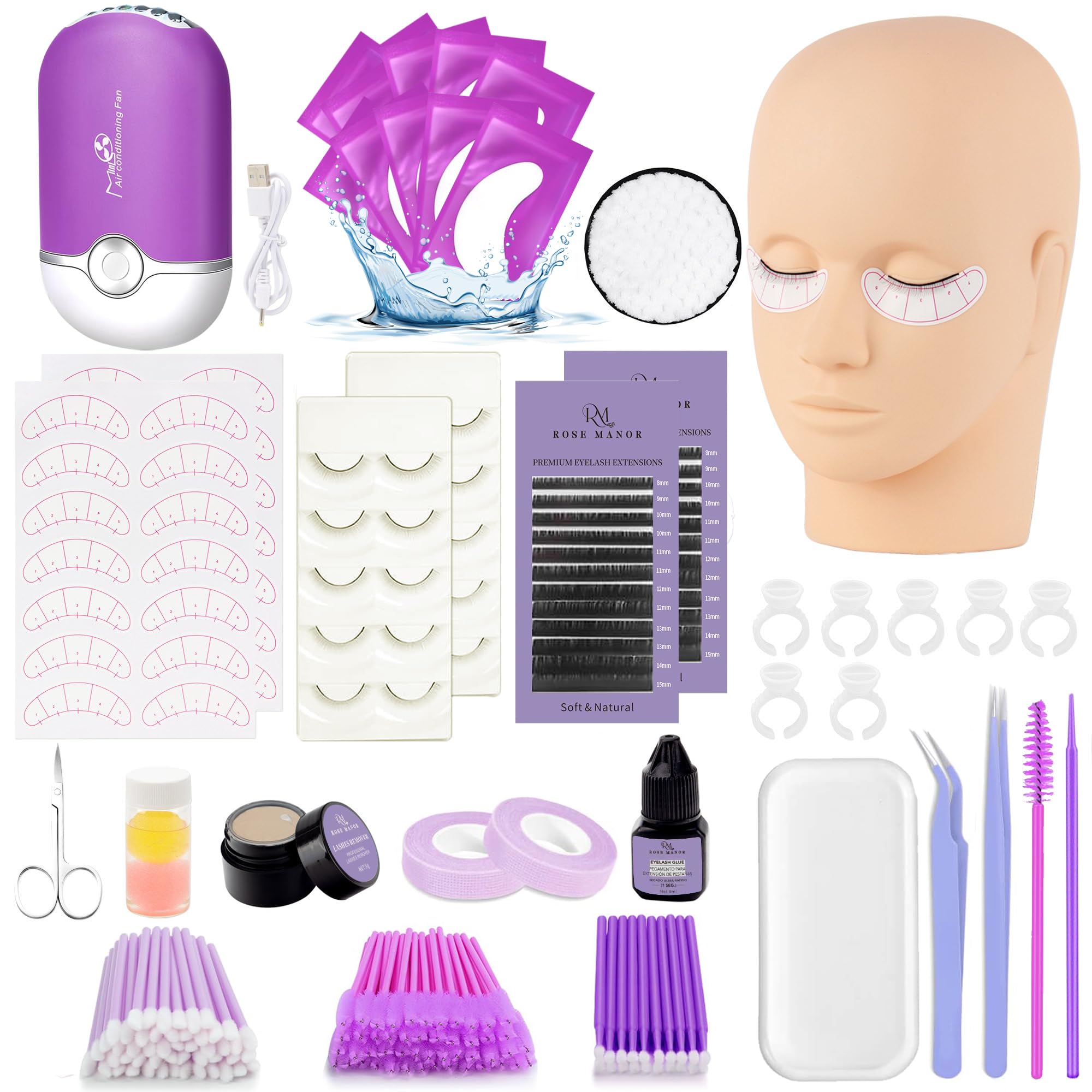 Rose Manor mannequin head in soft silicone for realistic lash practice.