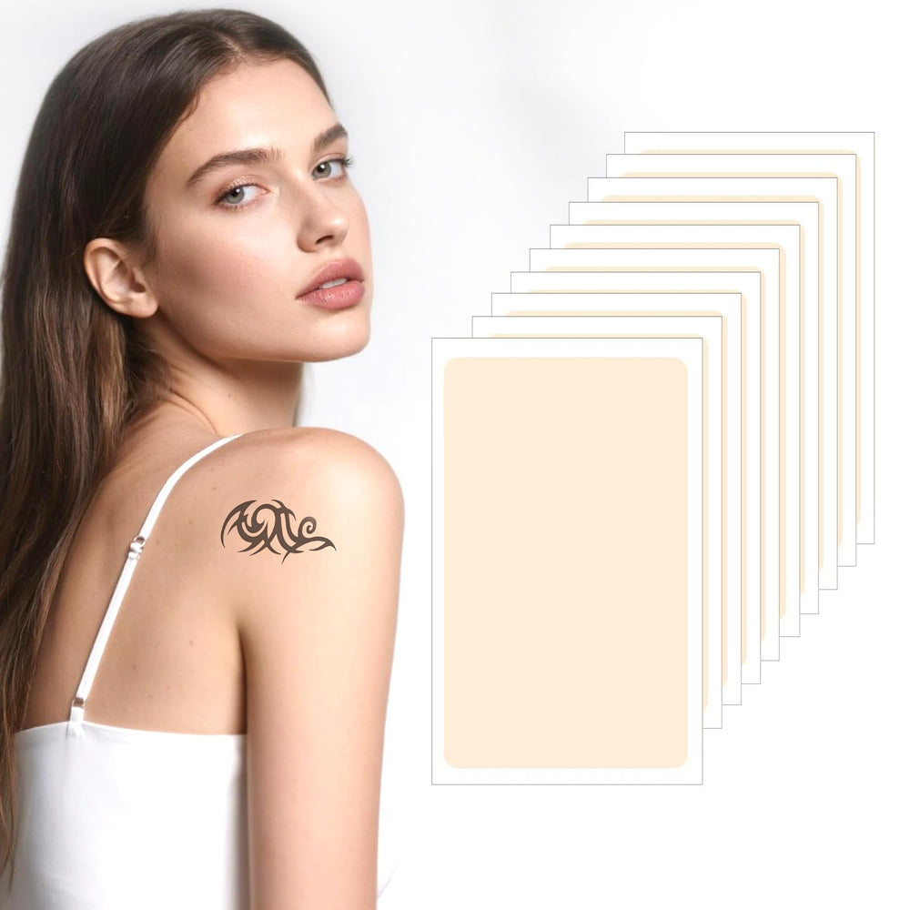 Rose Romee tattoo cover up patches close-up blending naturally for discreet coverage.