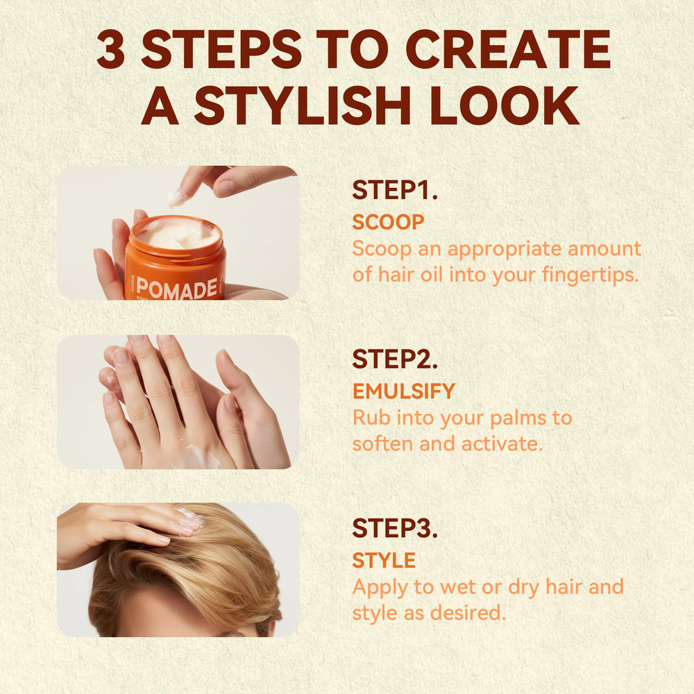 Roseblem product applied evenly to dry hair for natural hold.