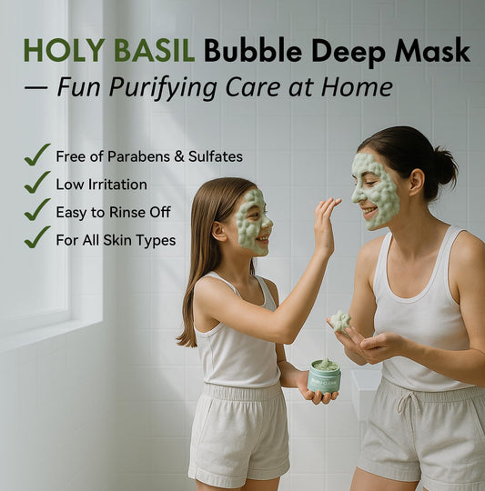 Roseblem bubble formation close-up reveals carbonated foam for deep pore cleansing
