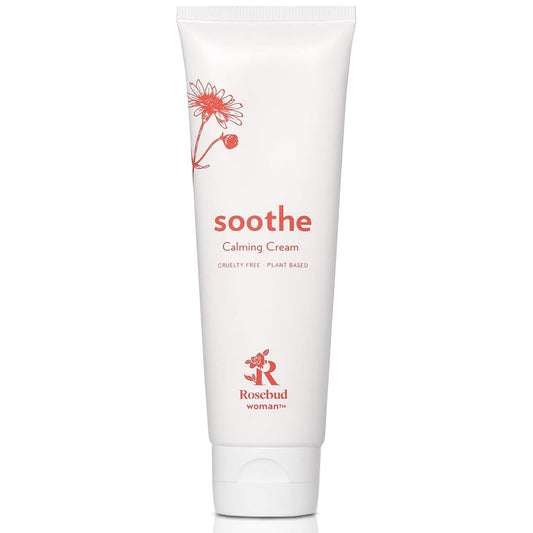 Rosebud Woman Soothe Calming Cream jar, ready for daily intimate care.