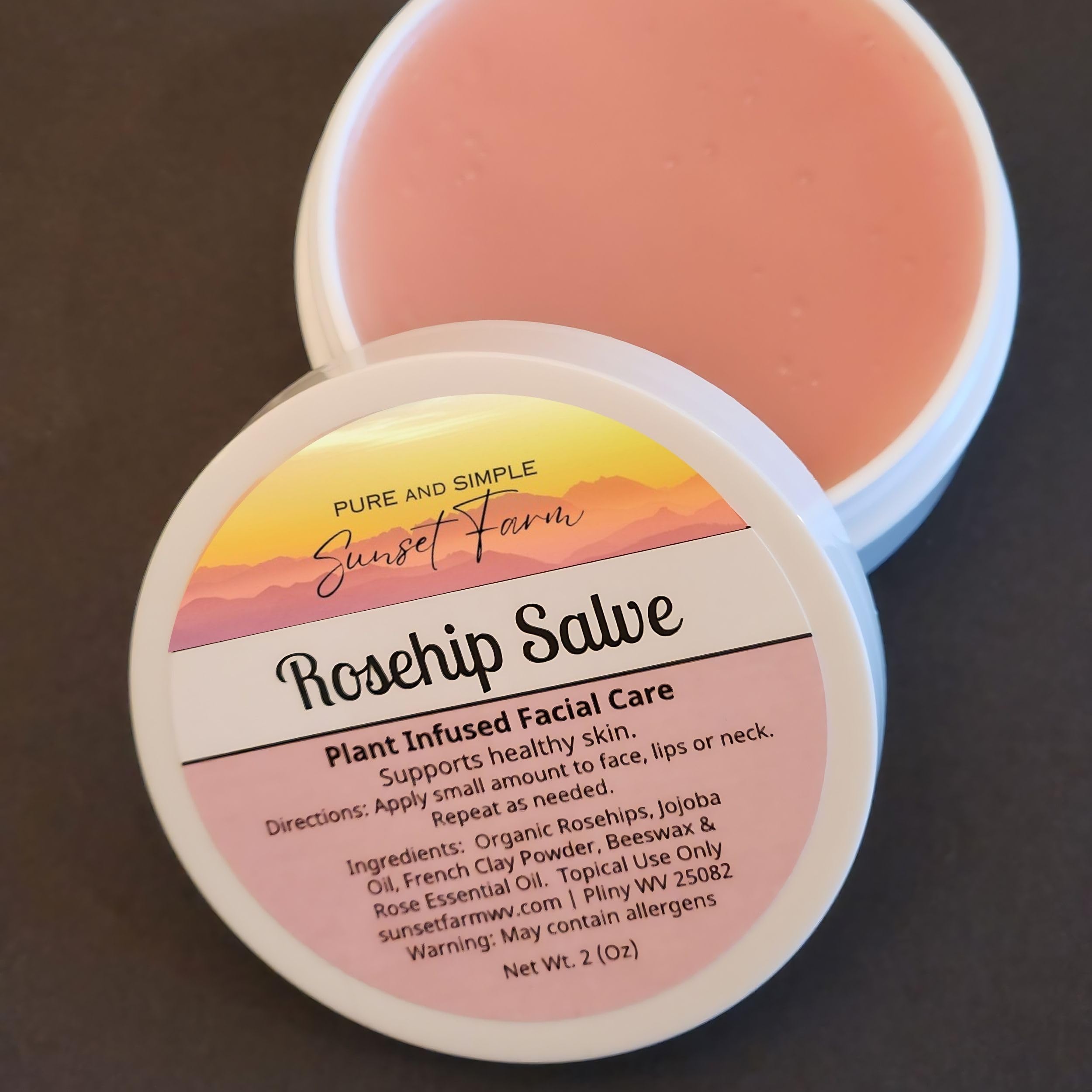 Rosehip Salve lip-care image highlights soft, hydrated lips after use.