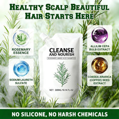 Rosemary Amino Acid Shampoo packaging detail emphasizes organic rosemary extract