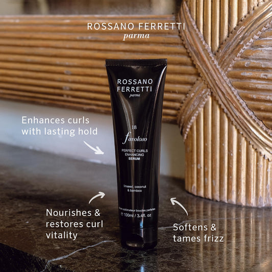 Rossano Ferretti Favoloso curls close-up showing frizz control.