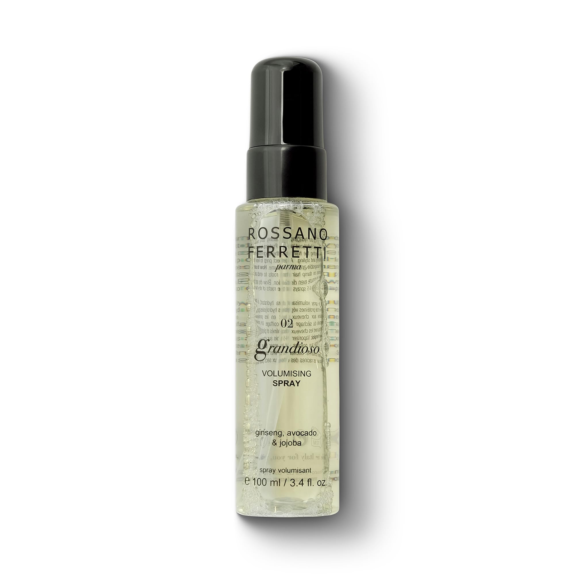 Rossano Ferretti Grandioso Volumizing Spray bottle showcasing root lift.